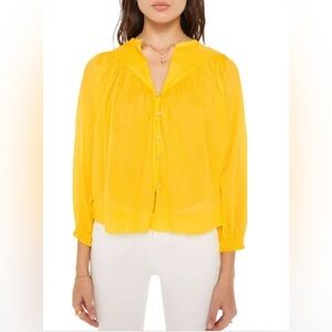MOTHER DENIM NWT The Love Dearly 3 quarter sleeve top Yellow Chrome Sz XS